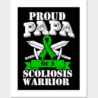 Proud Papa Of A Scoliosis Warrior Awareness Ribbon Father Posters and Art